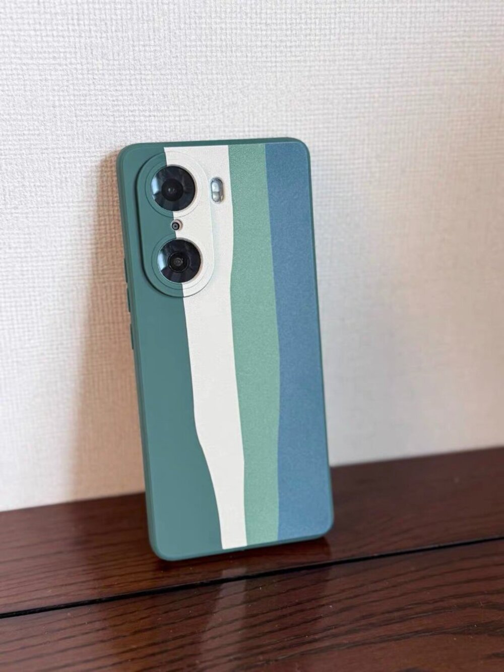 Green White Striped Silicone Case | Cute Aesthetic Design